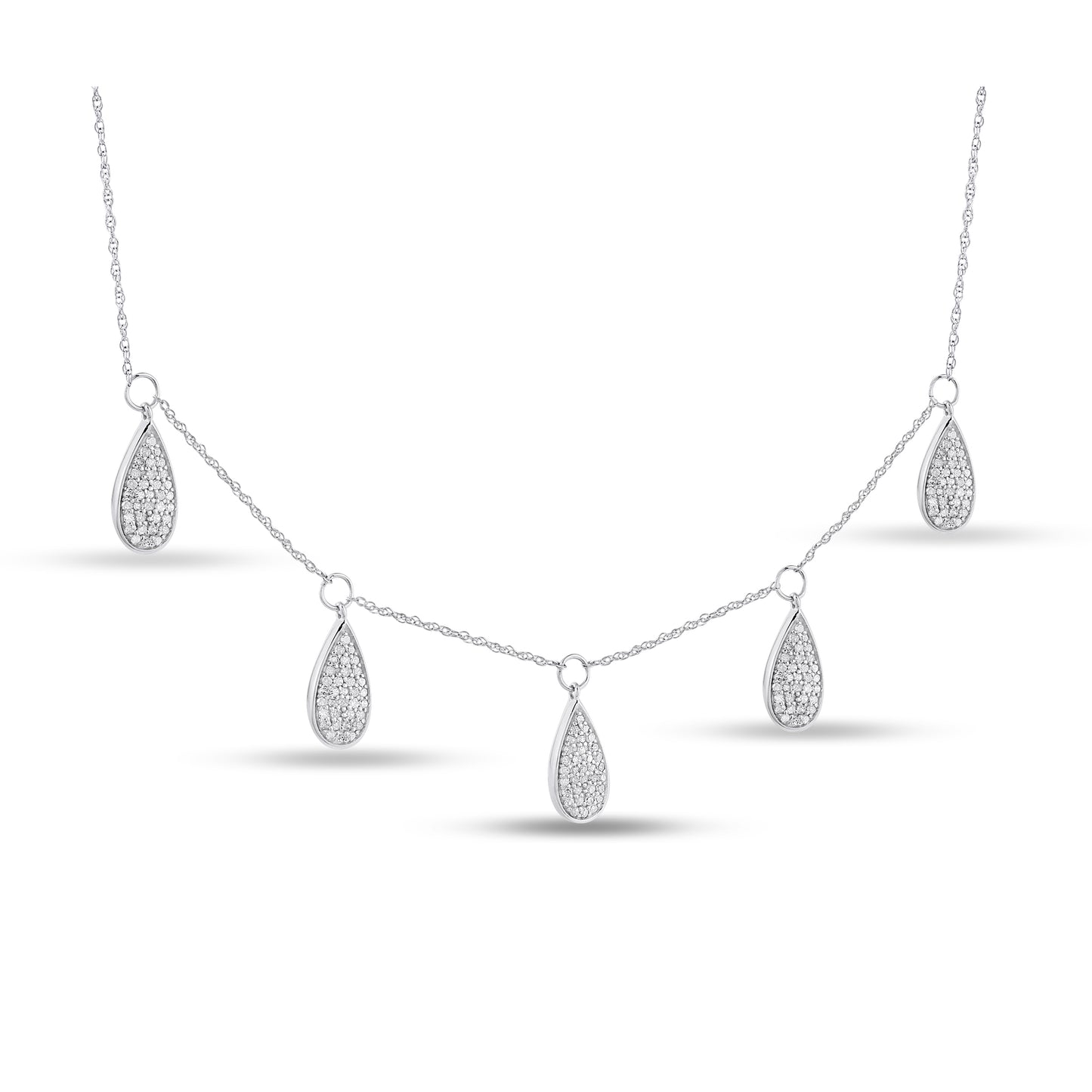 Belantina 14K Gold With 3/8 ct Diamond 5 Tear Drop Necklace