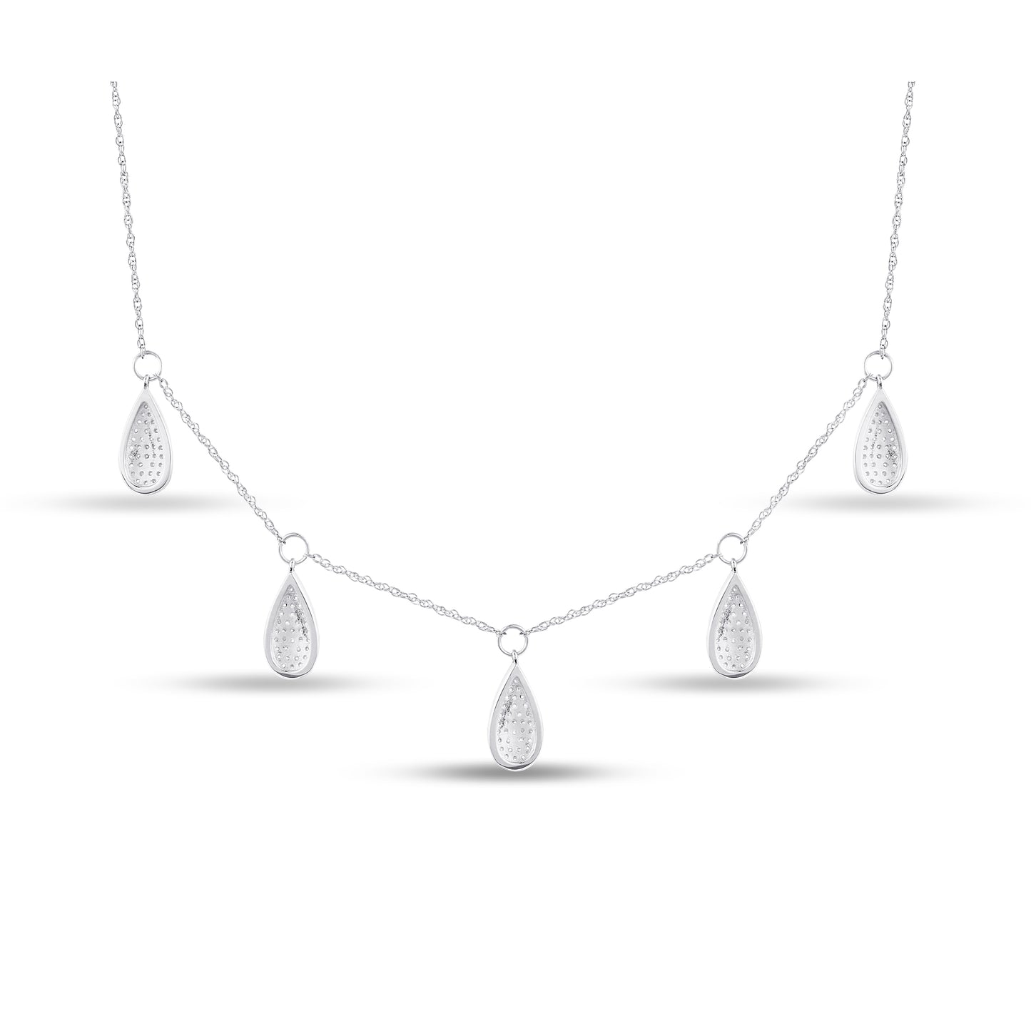 Belantina 14K Gold With 3/8 ct Diamond 5 Tear Drop Necklace