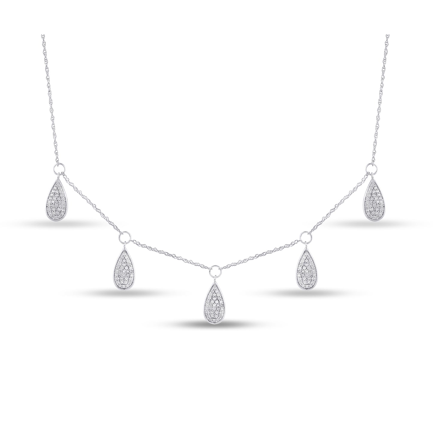 Belantina 14K Gold With 3/8 ct Diamond 5 Tear Drop Necklace