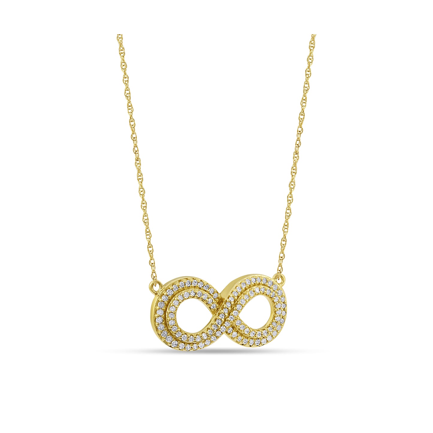 Belantina 1/4 Carat Diamond Double Infinity Pendant Necklace in 14k Gold