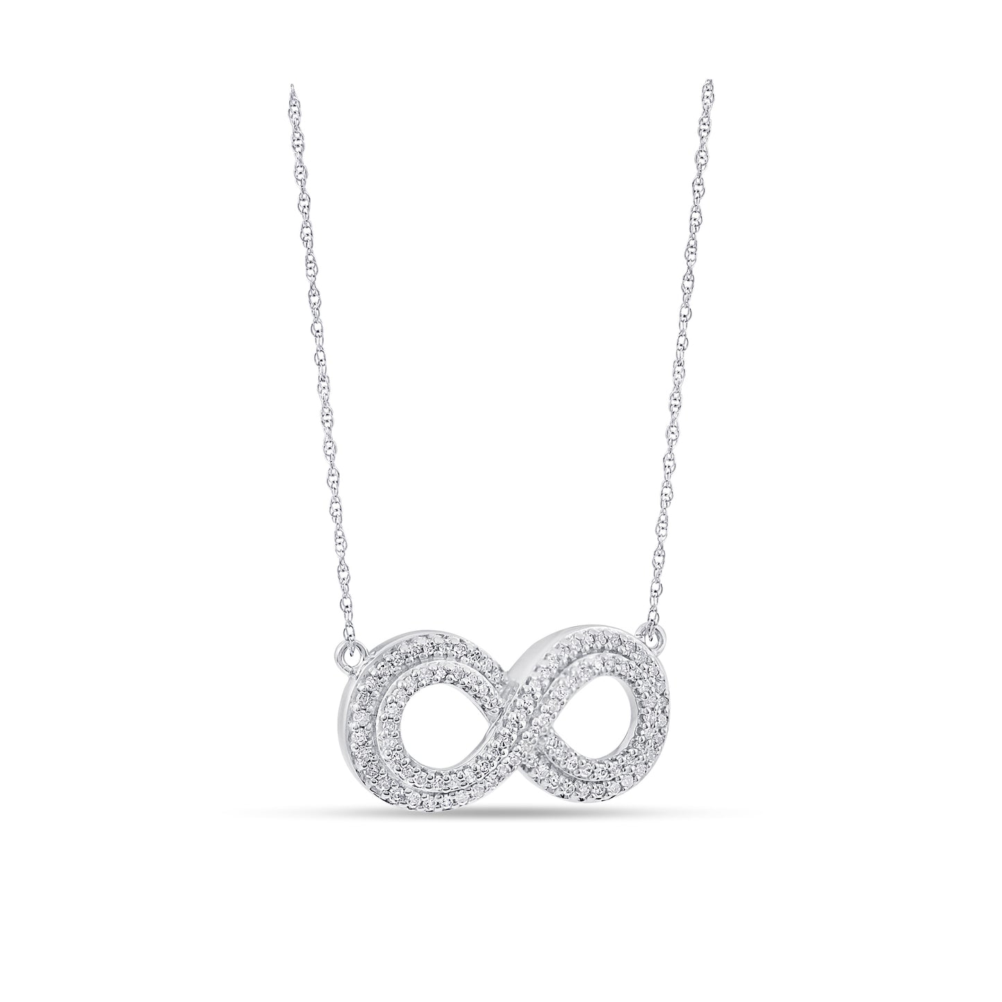 Belantina 1/4 Carat Diamond Double Infinity Pendant Necklace in 14k Gold