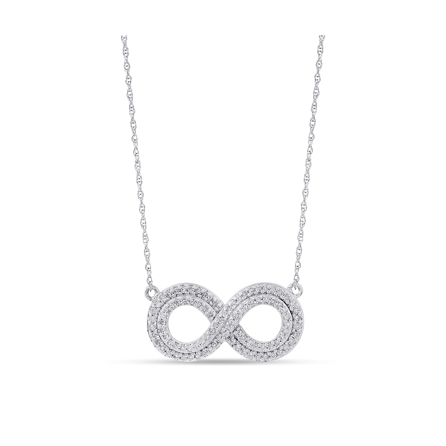 Belantina 1/4 Carat Diamond Double Infinity Pendant Necklace in 14k Gold