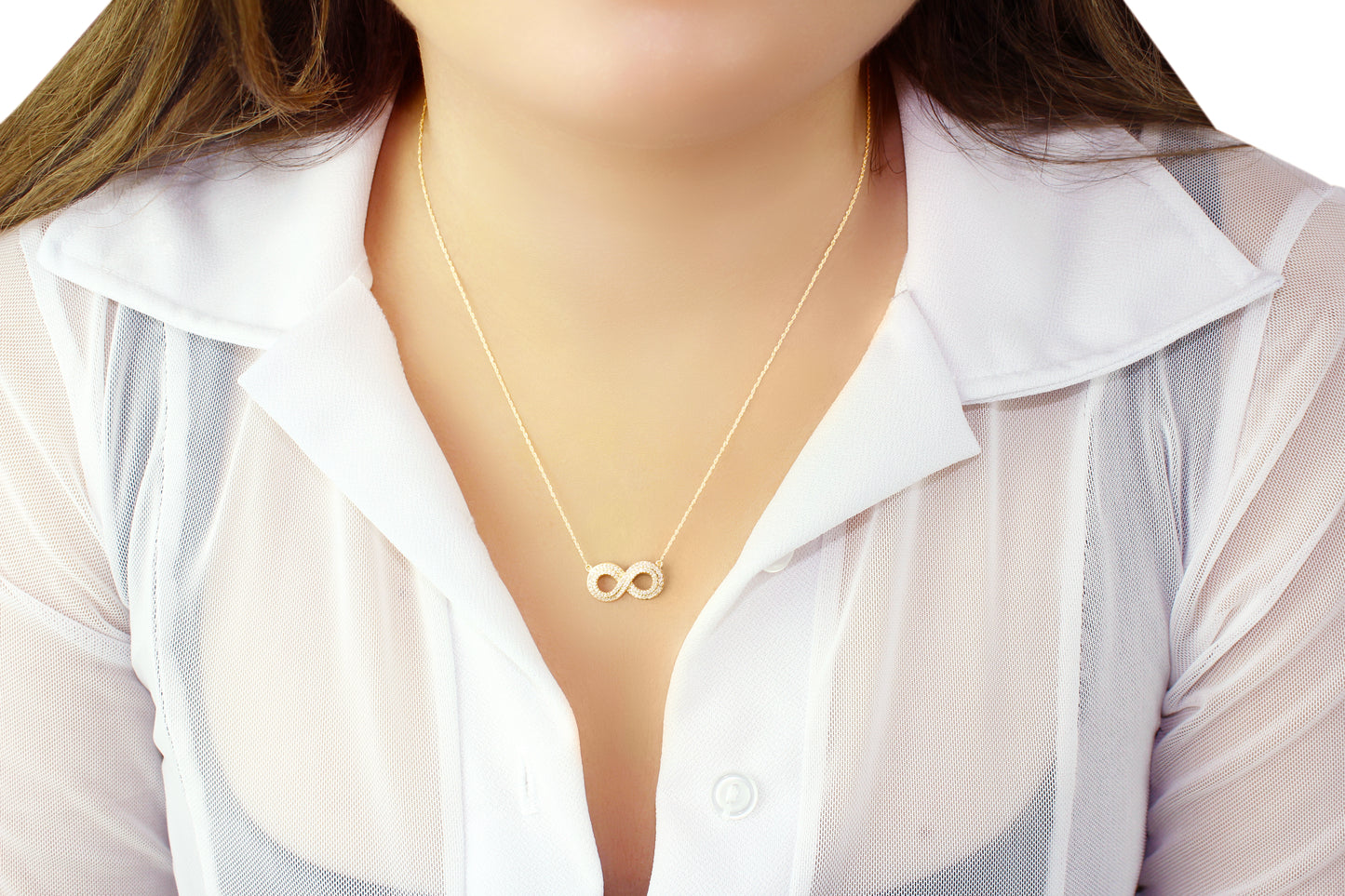 Belantina 1/4 Carat Diamond Double Infinity Pendant Necklace in 14k Gold