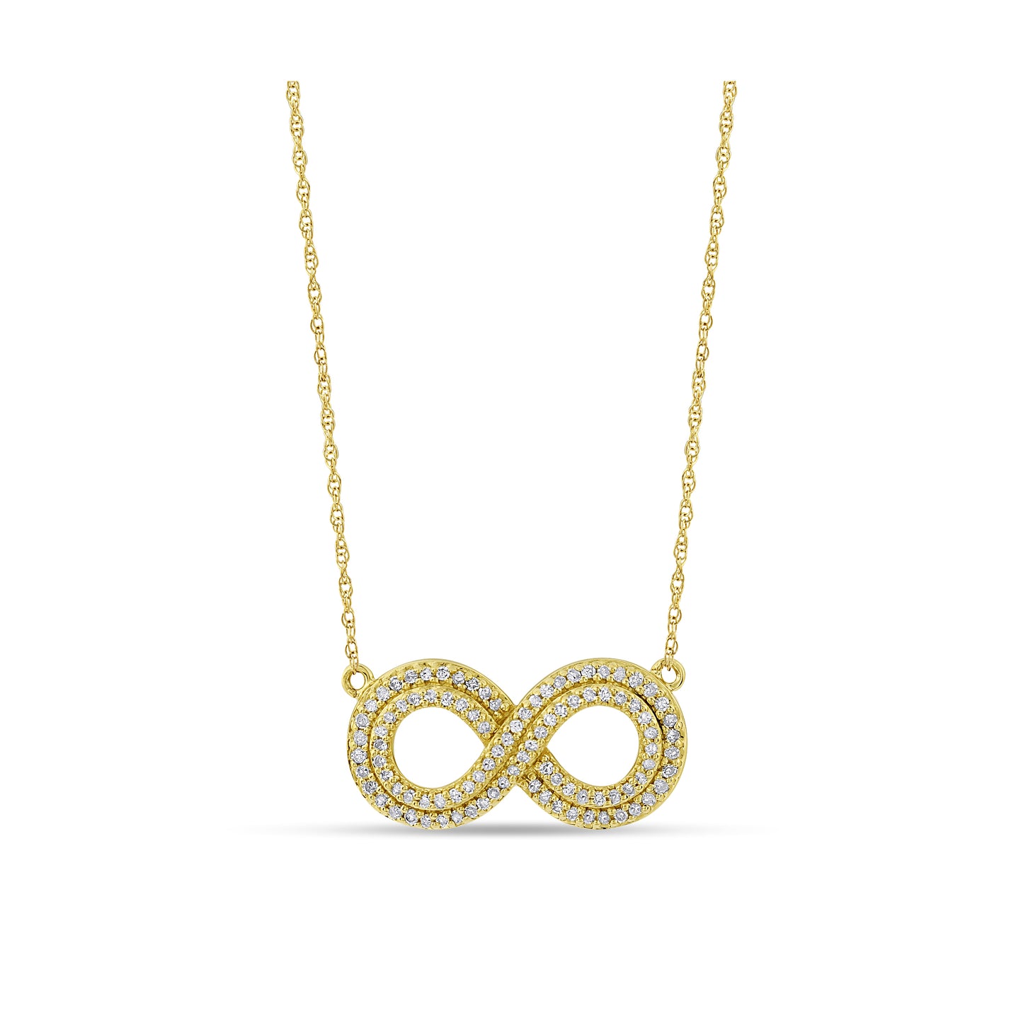 Belantina 1/4 Carat Diamond Double Infinity Pendant Necklace in 14k Gold