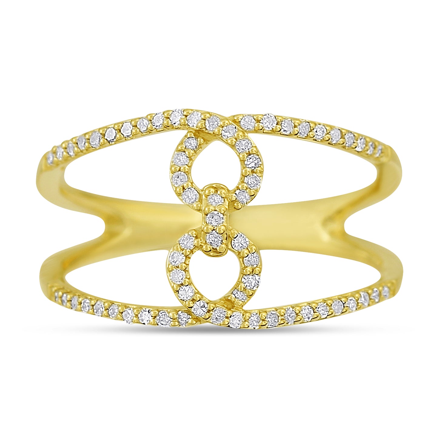 14k Gold Double Band Freeform Diamond Infinity Ring