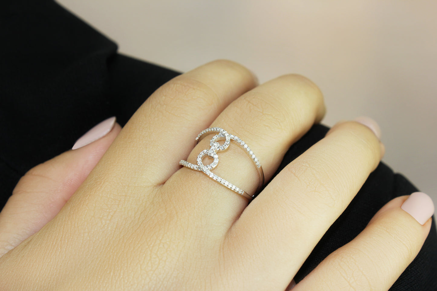 14k Gold Double Band Freeform Diamond Infinity Ring