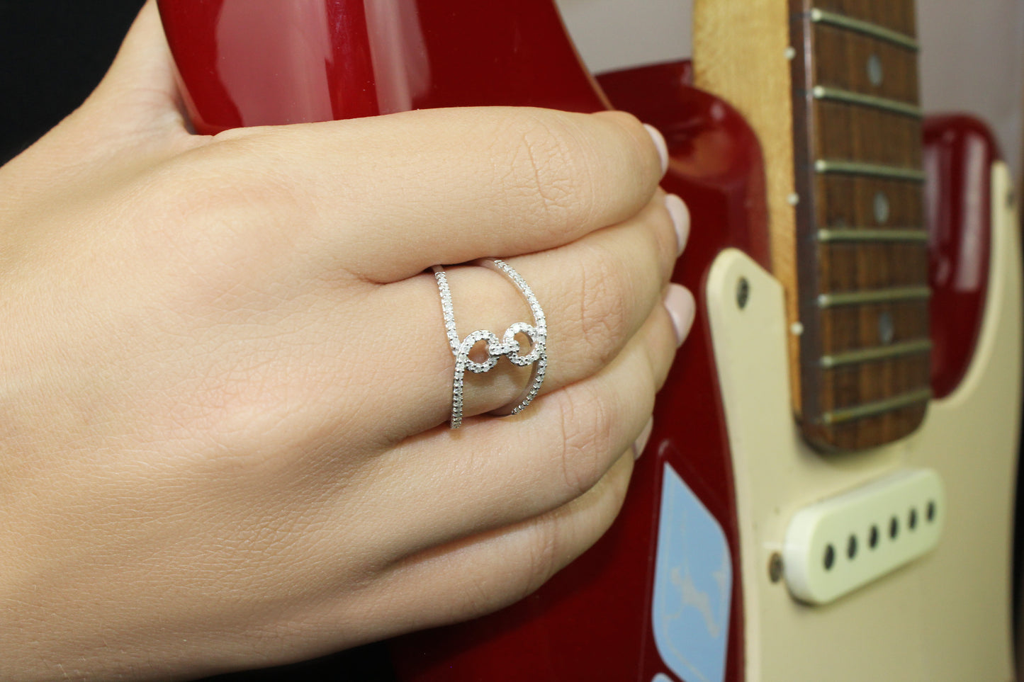 14k Gold Double Band Freeform Diamond Infinity Ring