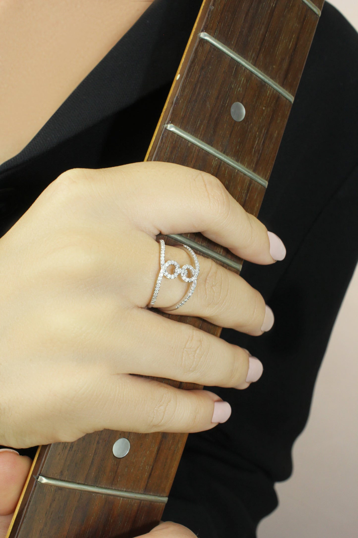 14k Gold Double Band Freeform Diamond Infinity Ring