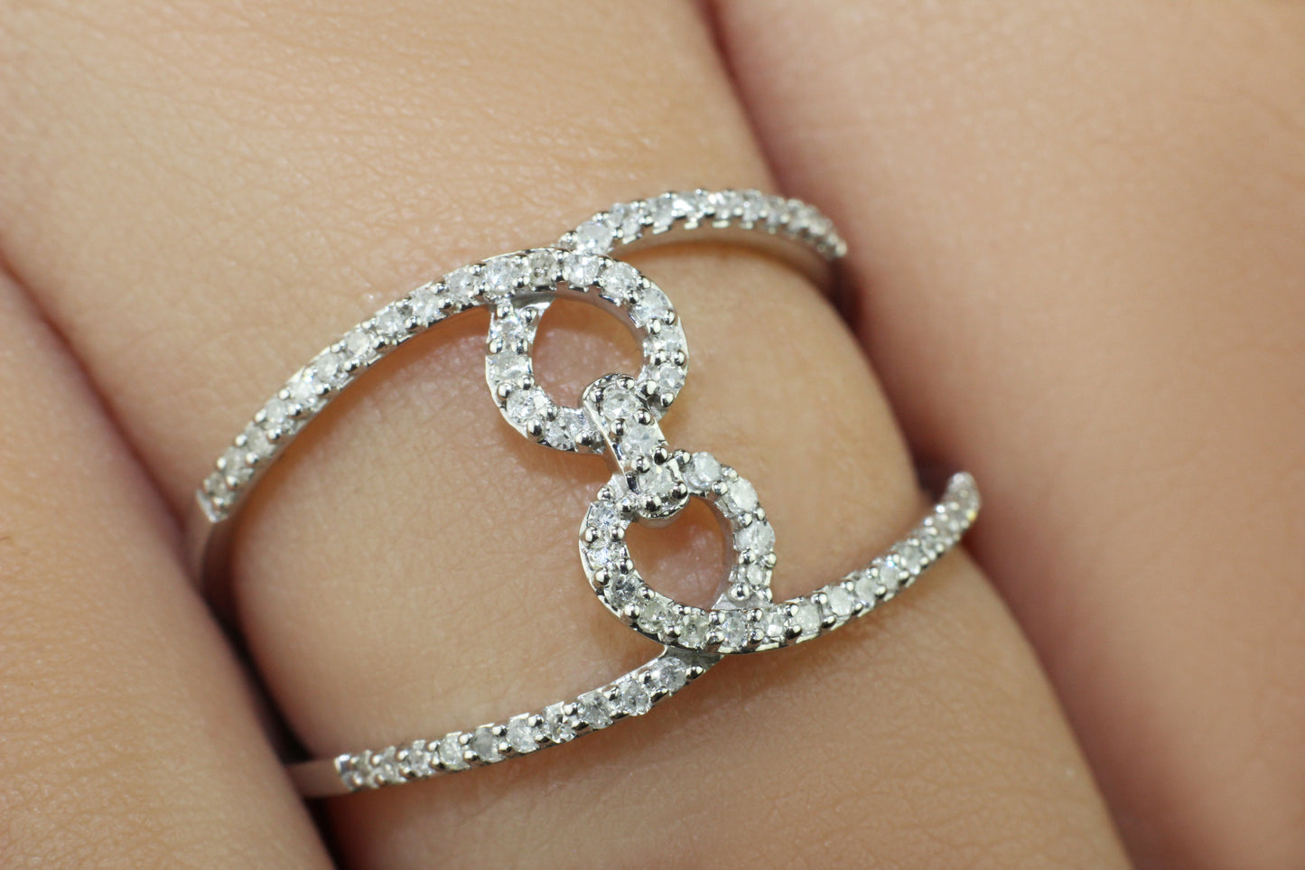 14k Gold Double Band Freeform Diamond Infinity Ring