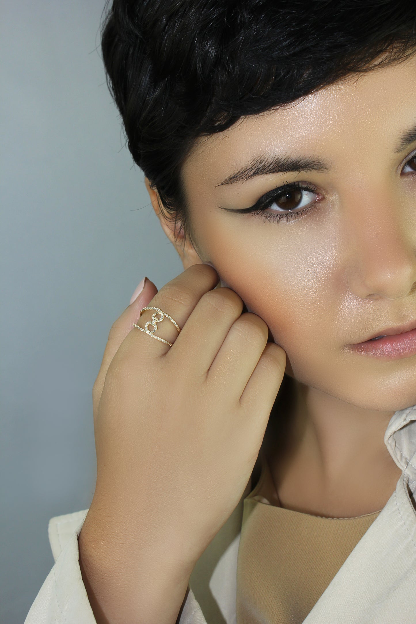 14k Gold Double Band Freeform Diamond Infinity Ring