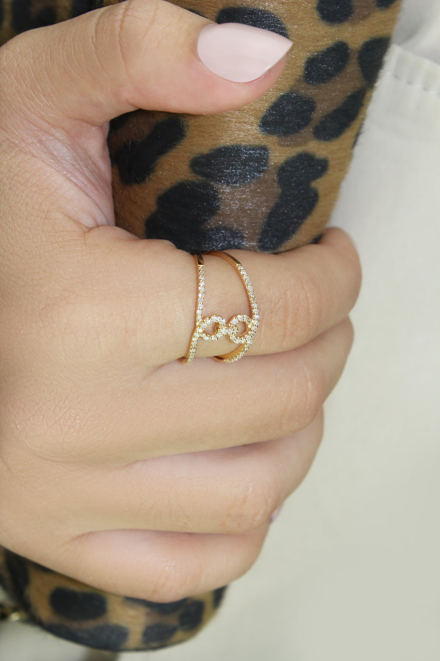 14k Gold Double Band Freeform Diamond Infinity Ring