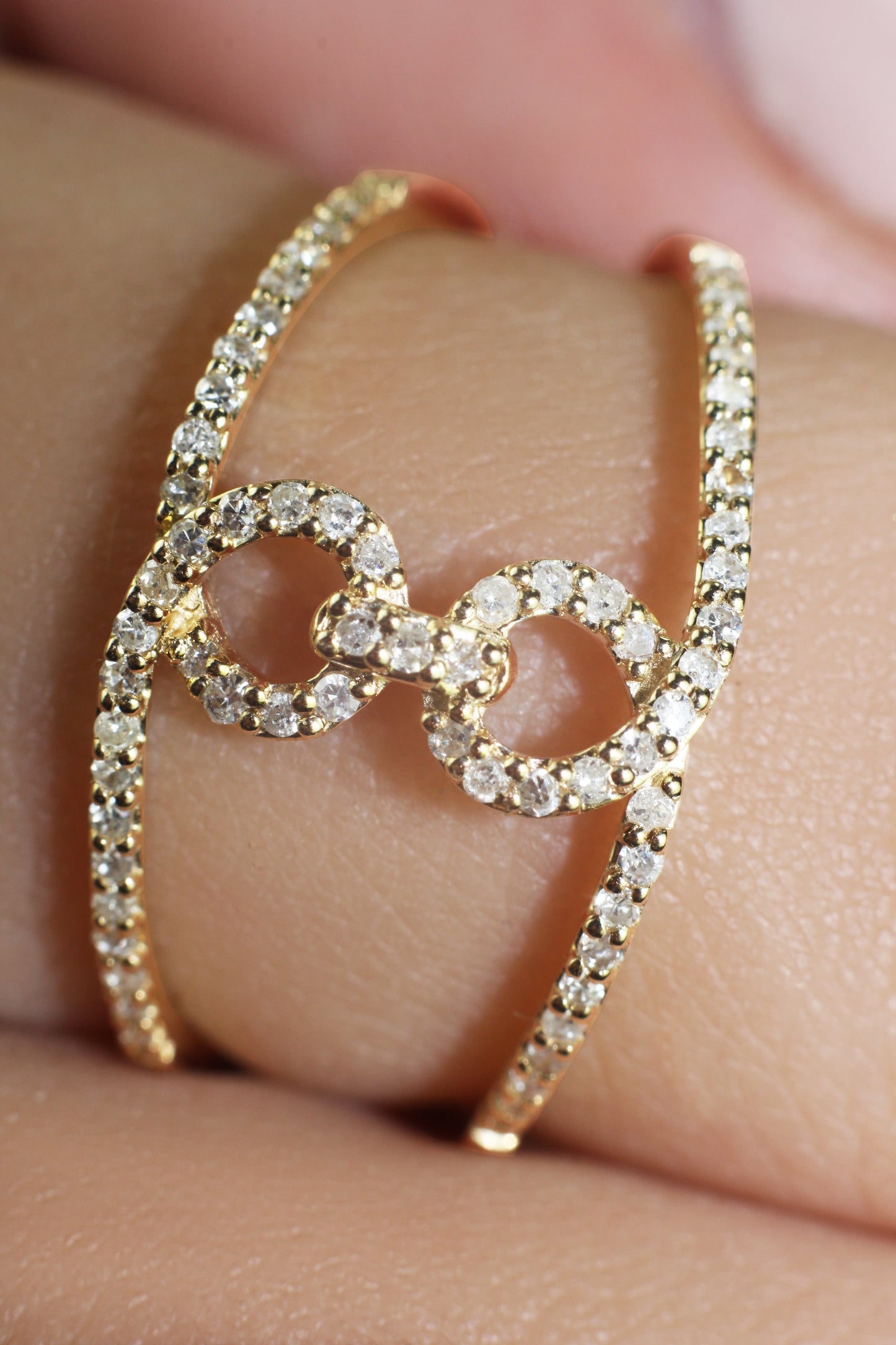 14k Gold Double Band Freeform Diamond Infinity Ring
