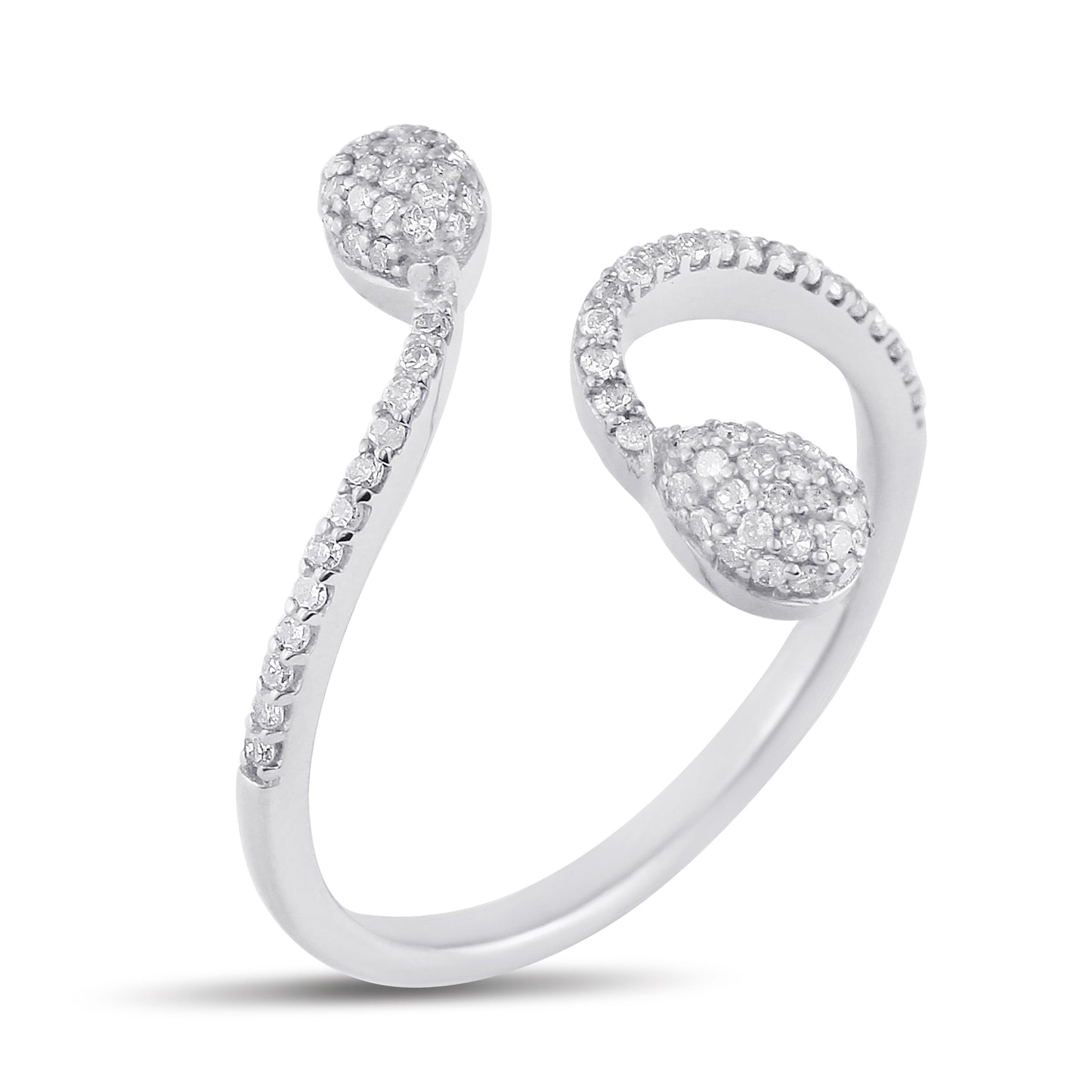 Belantina Serpent Open Bypass Ring 1/4 Carat Natural Diamonds In 14K Solid Gold