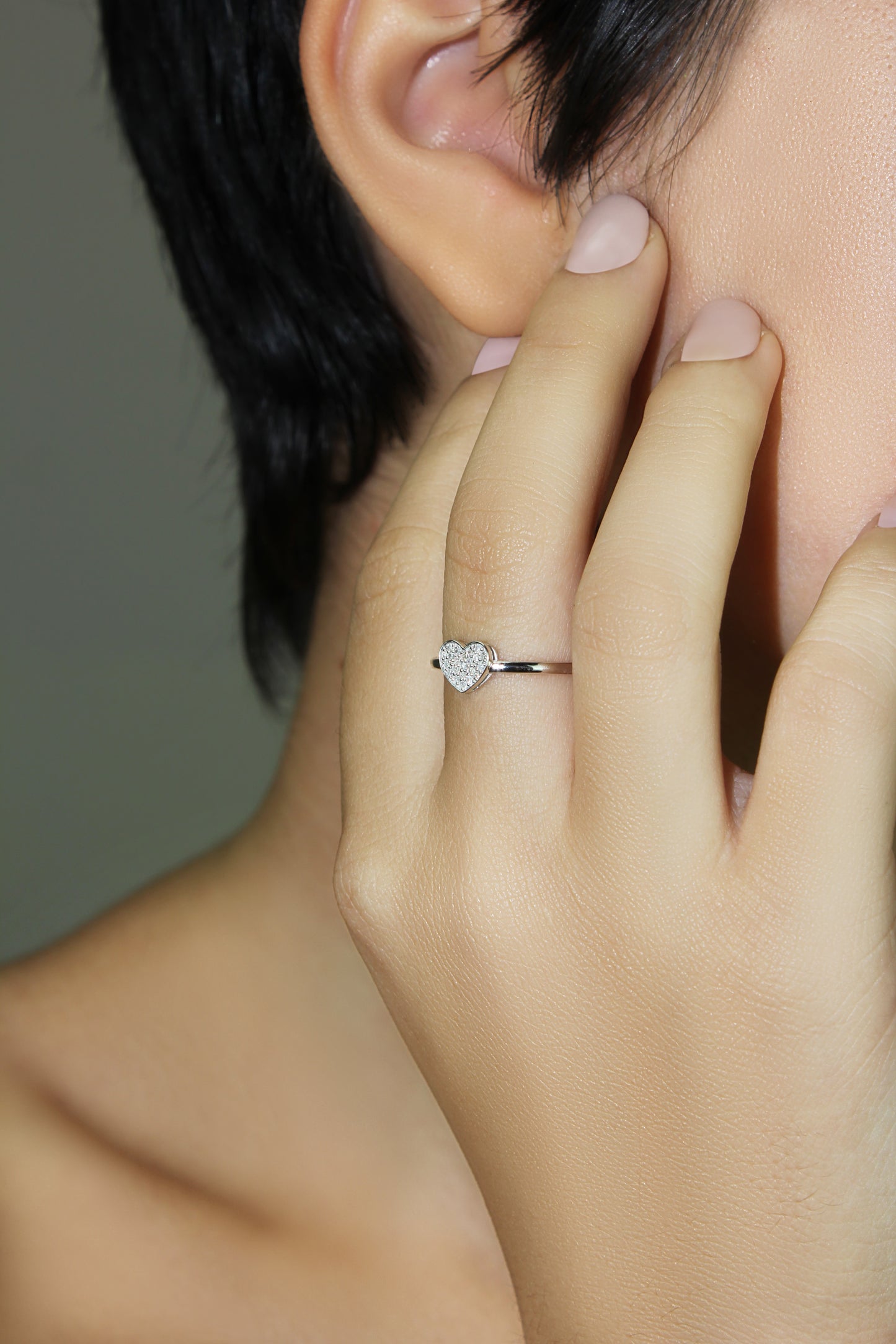 Belantina Diamond Heart Promise Ring In 14k White Or Yellow Gold
