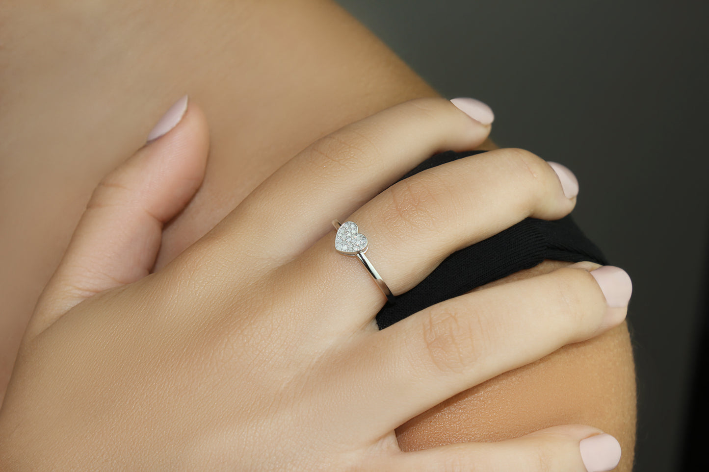 Belantina Diamond Heart Promise Ring In 14k White Or Yellow Gold