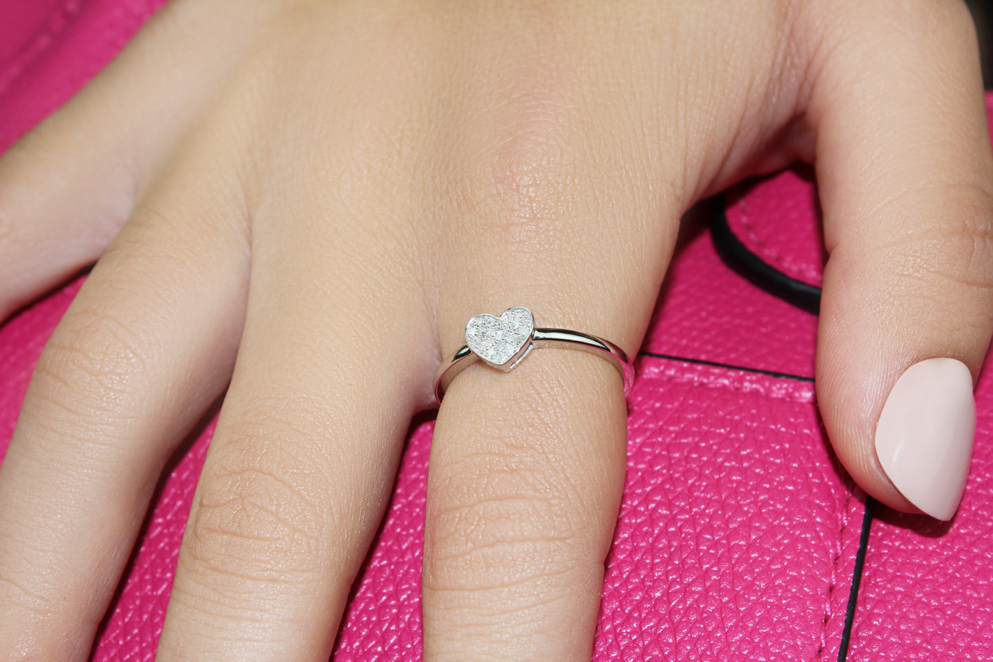 Belantina Diamond Heart Promise Ring In 14k White Or Yellow Gold