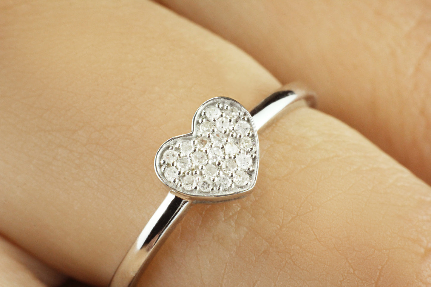 Belantina Diamond Heart Promise Ring In 14k White Or Yellow Gold