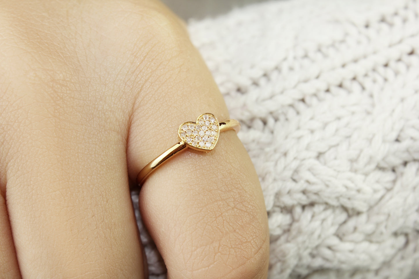 Belantina Diamond Heart Promise Ring In 14k White Or Yellow Gold