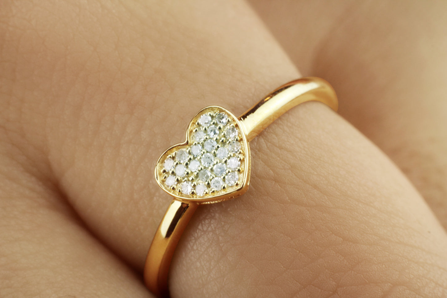 Belantina Diamond Heart Promise Ring In 14k White Or Yellow Gold