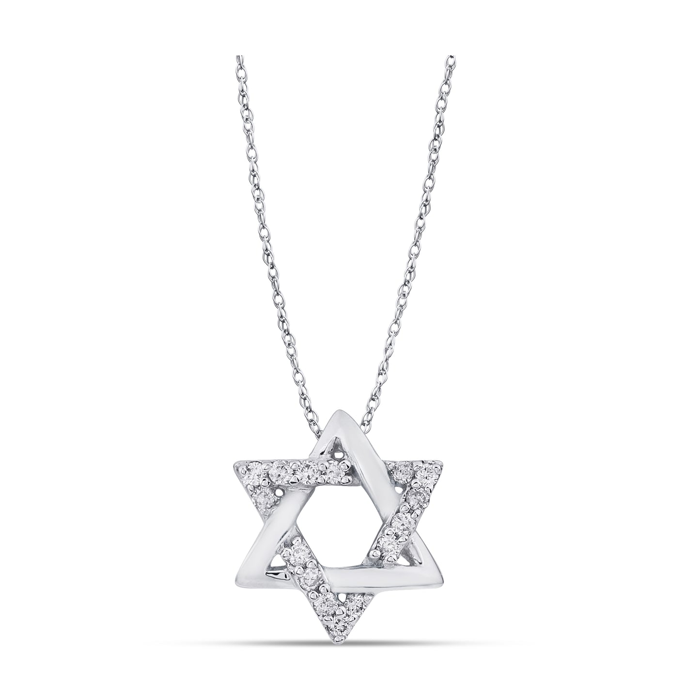 Belantina 14K Gold Star Of David Pendant With 15 Natural Diamonds