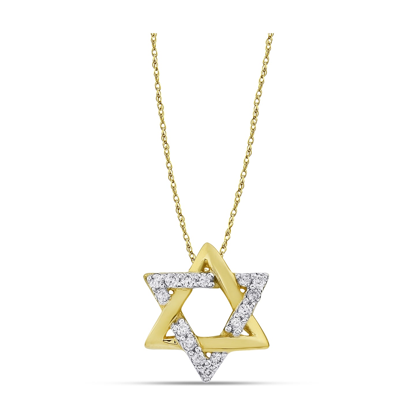 Belantina 14K Gold Star Of David Pendant With 15 Natural Diamonds