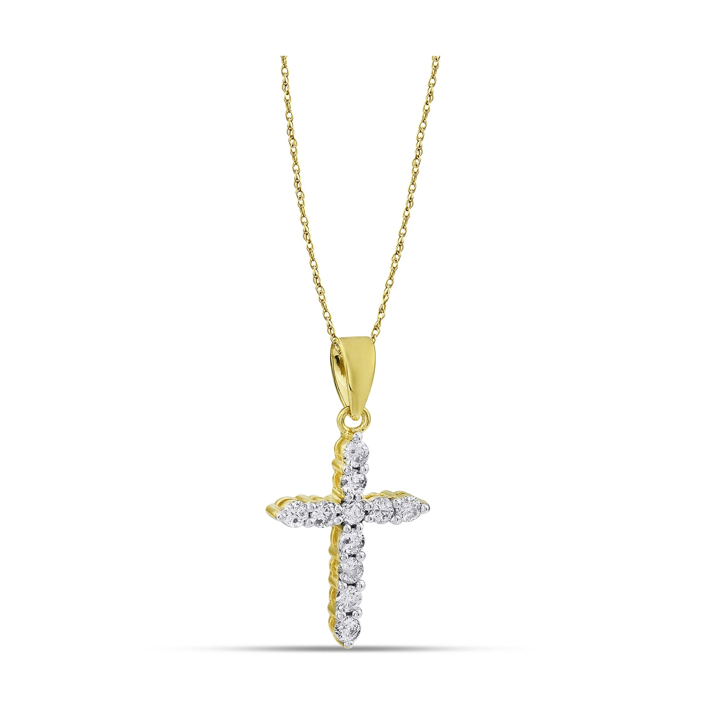 Belantina 14K Gold Natural Diamond Cross Pendant Necklace (1/3ct)