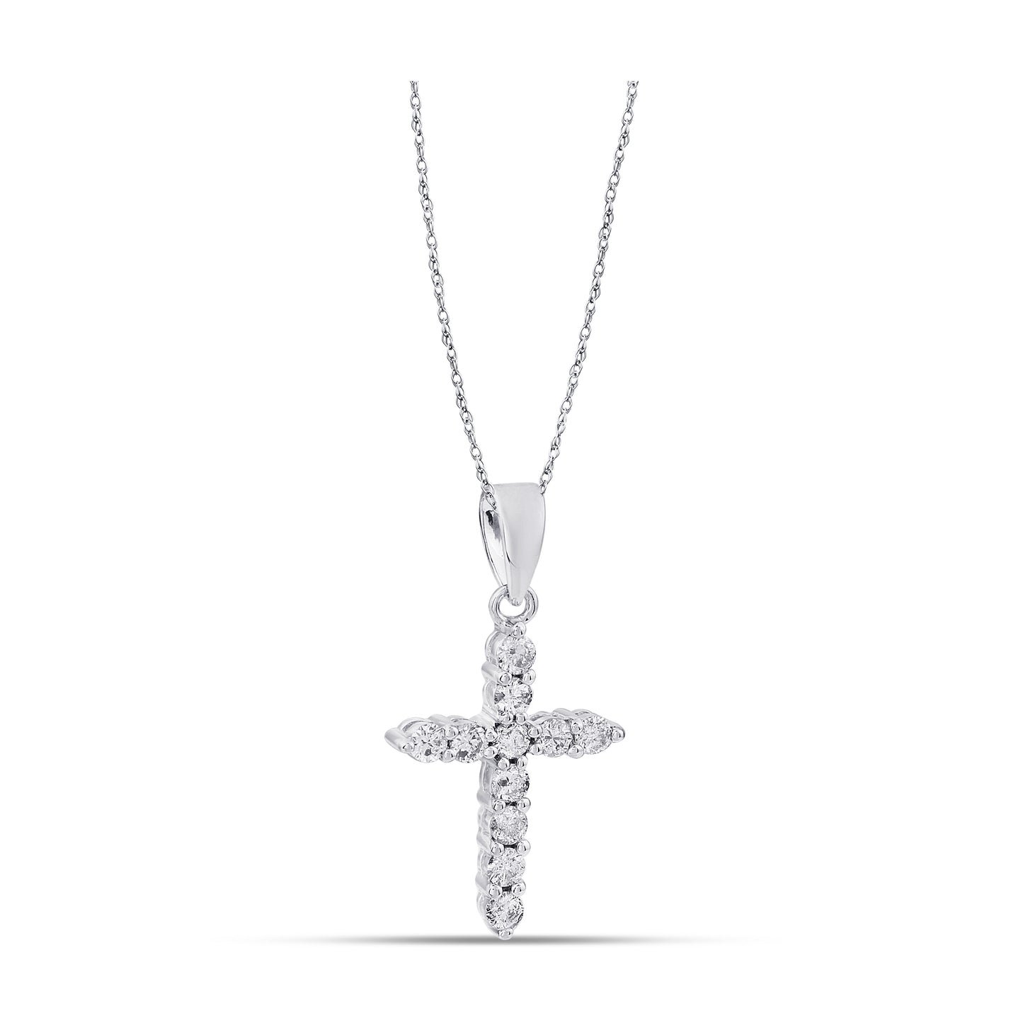 Belantina 14K Gold Natural Diamond Cross Pendant Necklace (1/3ct)