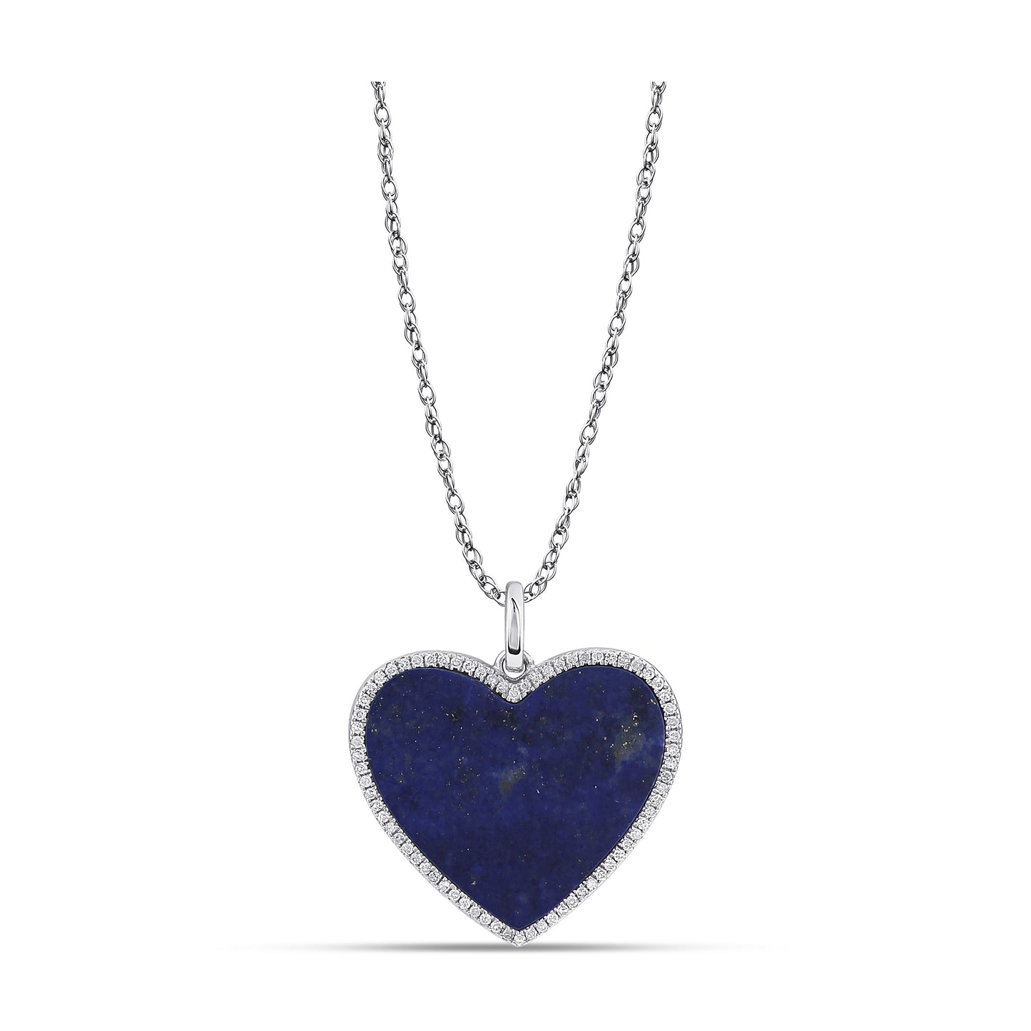 Belantina Stunning 1/6 Carat Diamond and Turquoise or Blue Lapis Heart Pendant Necklace in 14K Solid Gold