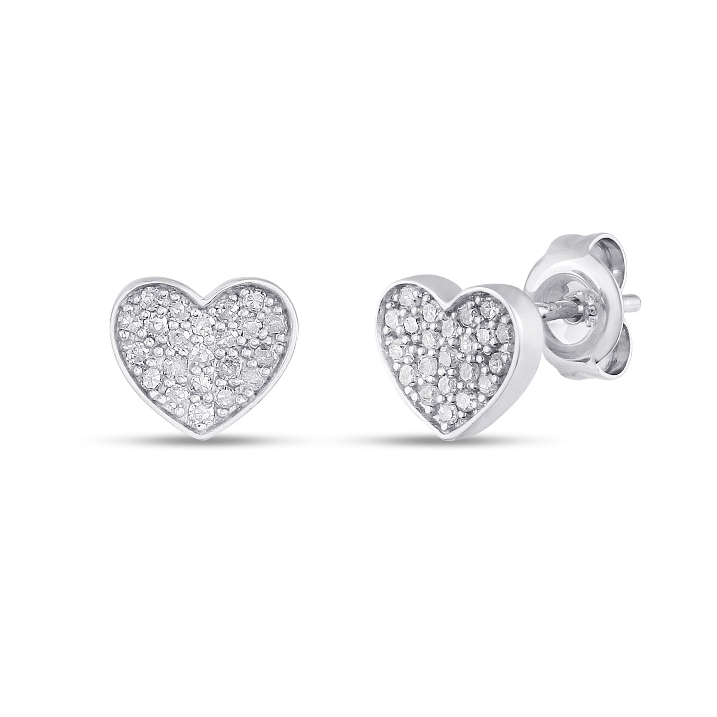 Belantina Diamond Heart Earrings In 14K Gold With 44 Natural Diamonds