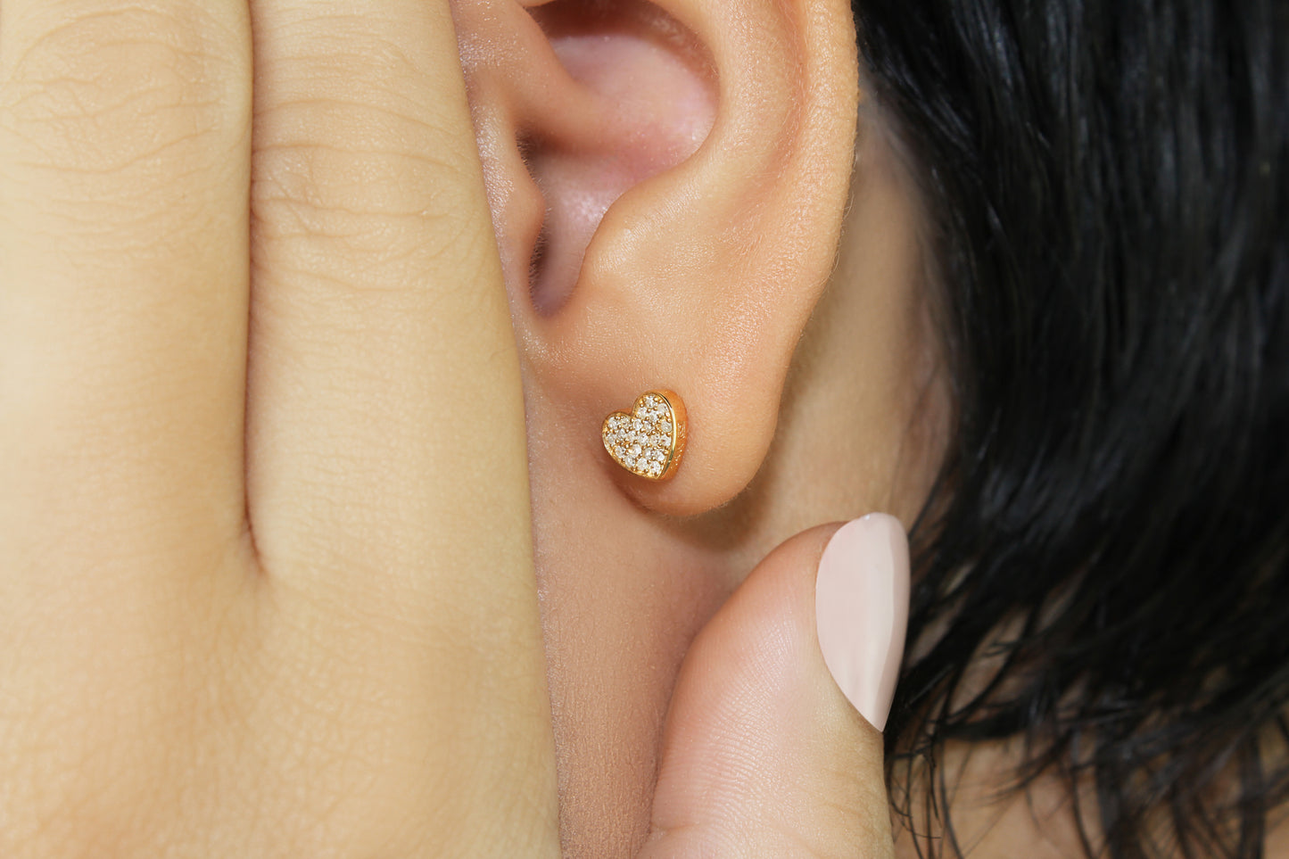 Belantina Diamond Heart Earrings In 14K Gold With 44 Natural Diamonds