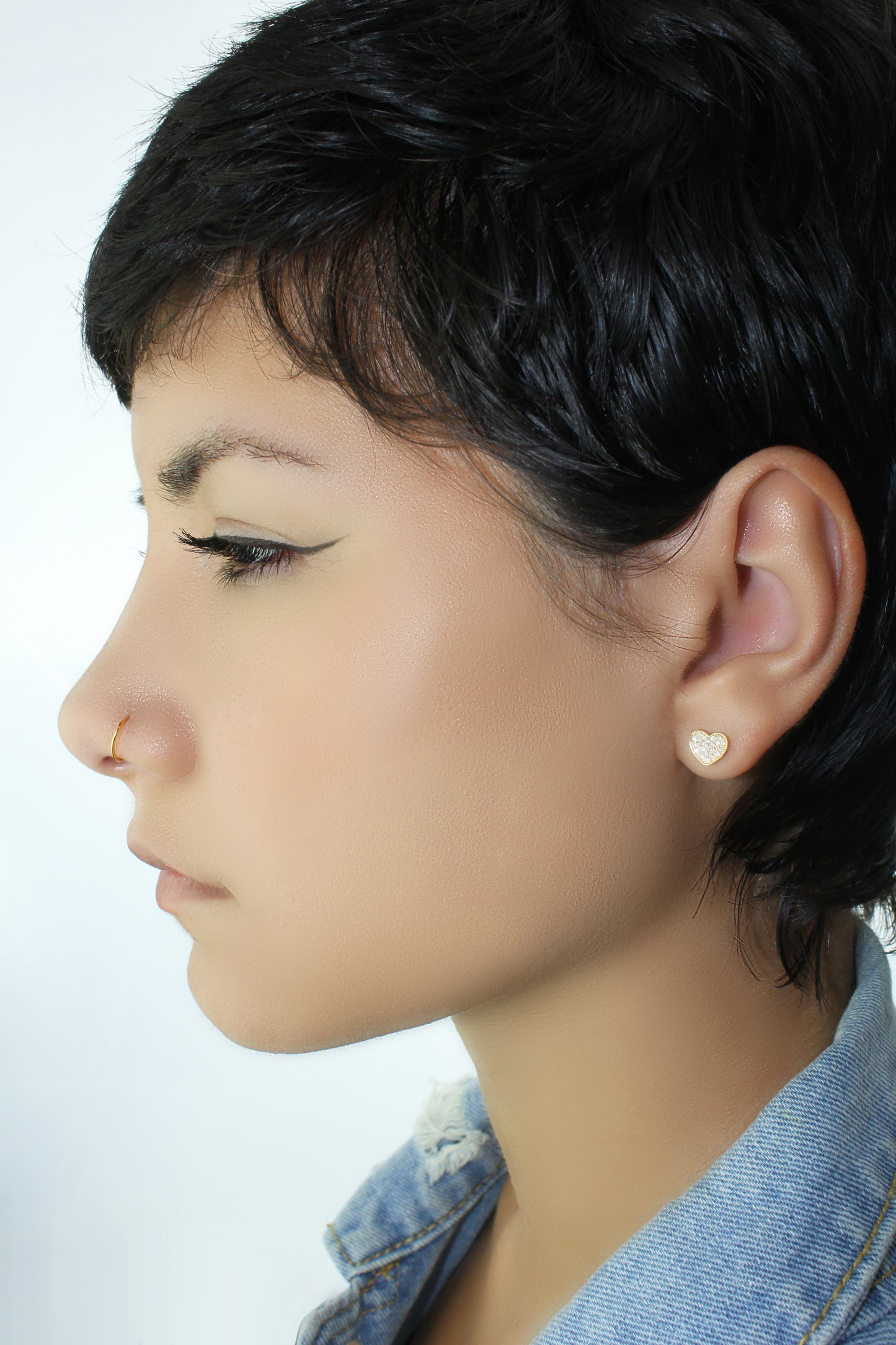 Belantina Diamond Heart Earrings In 14K Gold With 44 Natural Diamonds