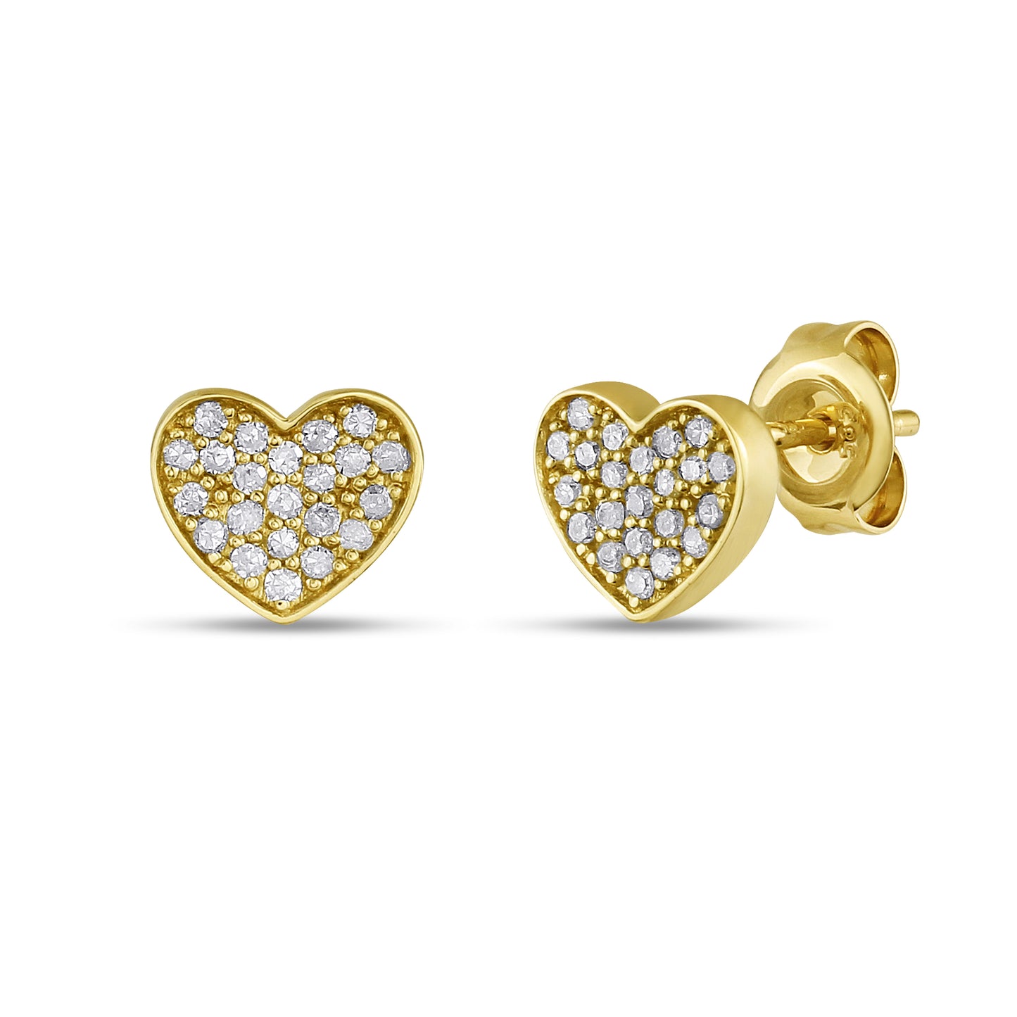 Belantina Diamond Heart Earrings In 14K Gold With 44 Natural Diamonds