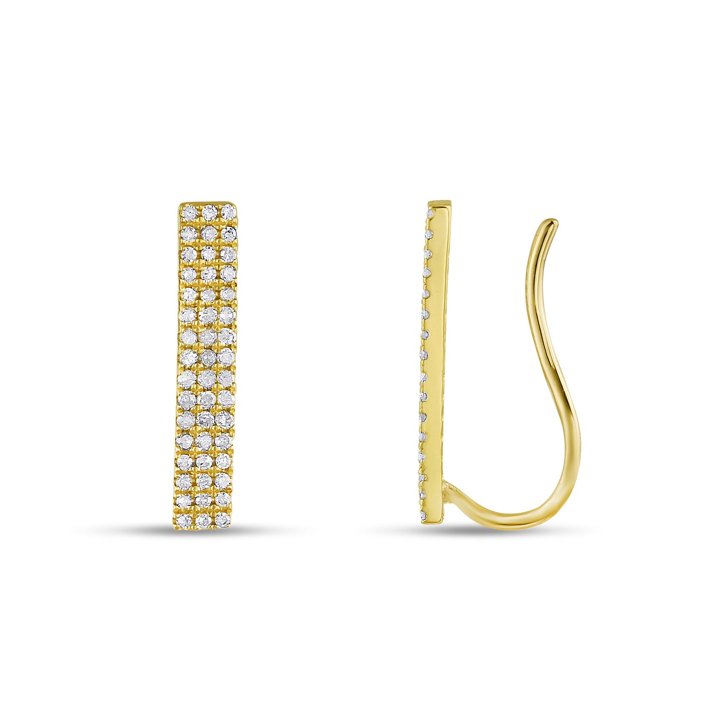 Belantina 1/4 Carat Diamond Climber Bar Earrings In 14K Gold With Ear Wire
