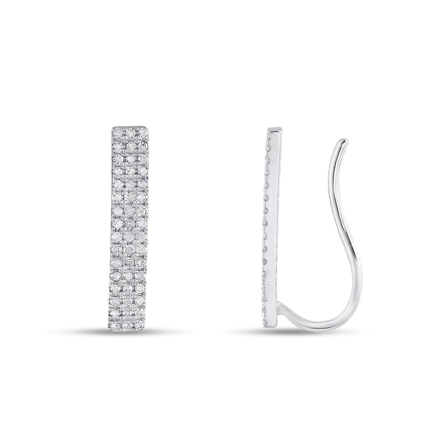 Belantina 1/4 Carat Diamond Climber Bar Earrings In 14K Gold With Ear Wire