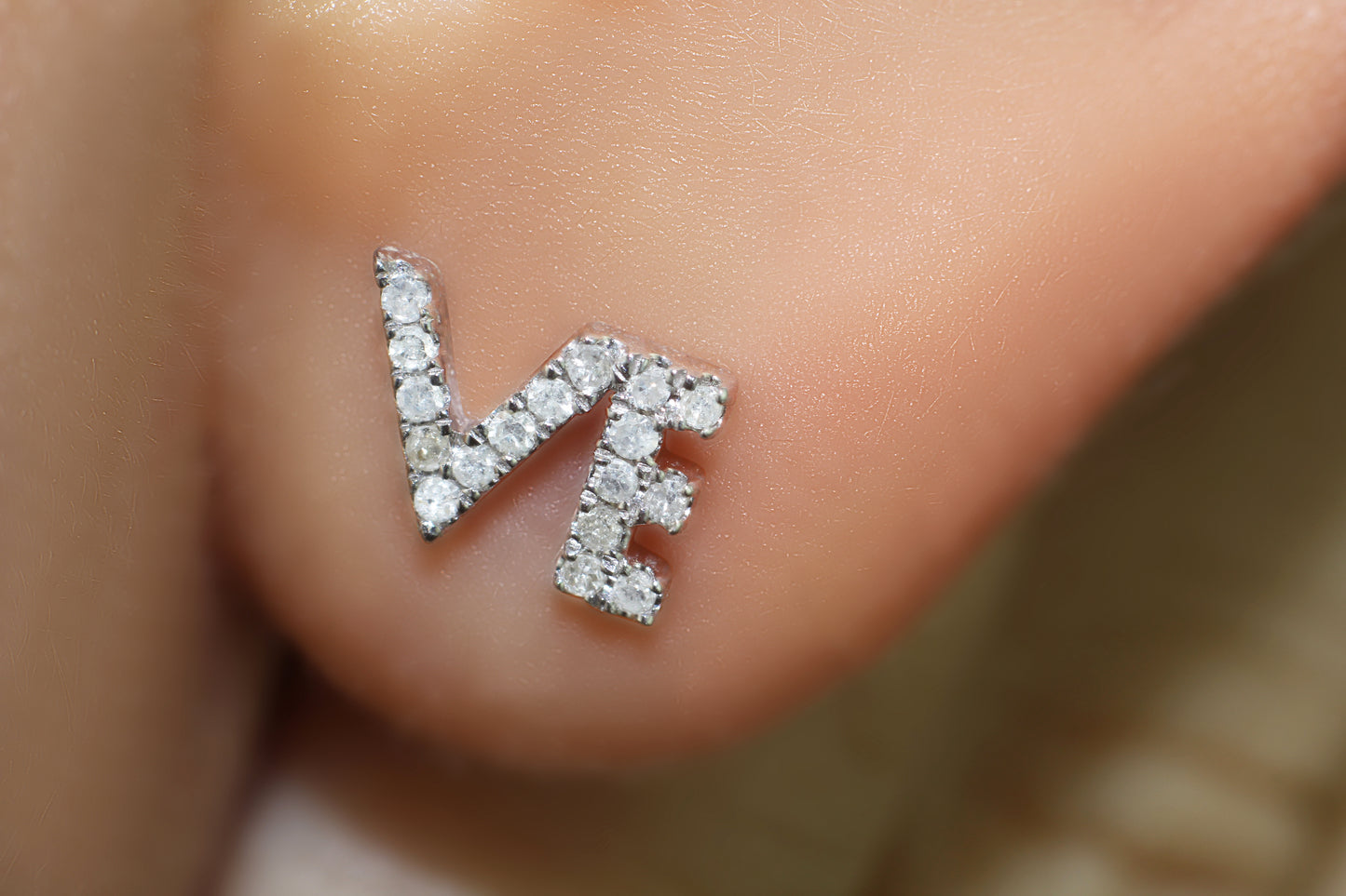 Belantina LOVE Earrings In 14K Gold With 34 Natural Diamonds, Post With Friction Back