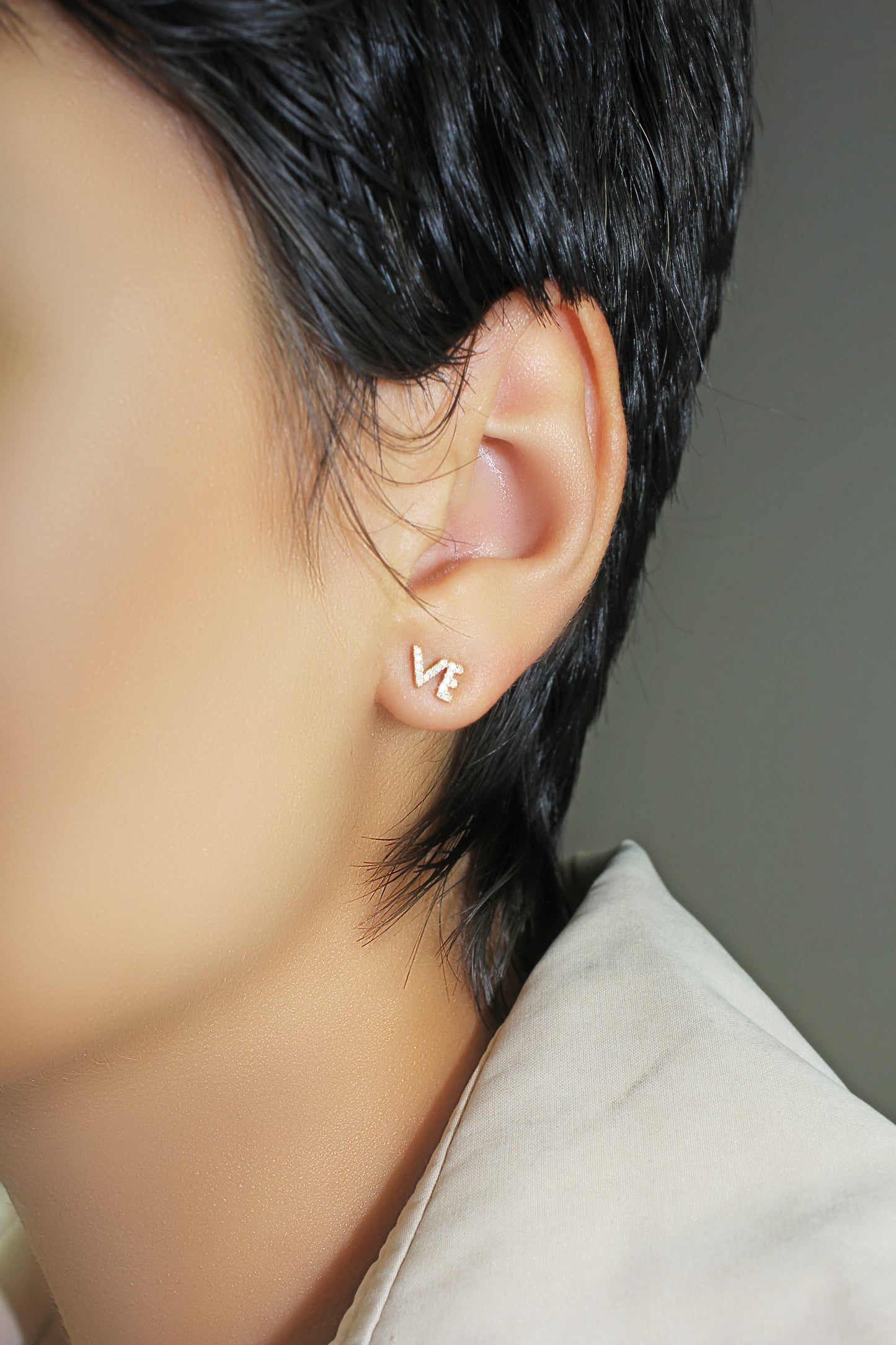 Belantina LOVE Earrings In 14K Gold With 34 Natural Diamonds, Post With Friction Back
