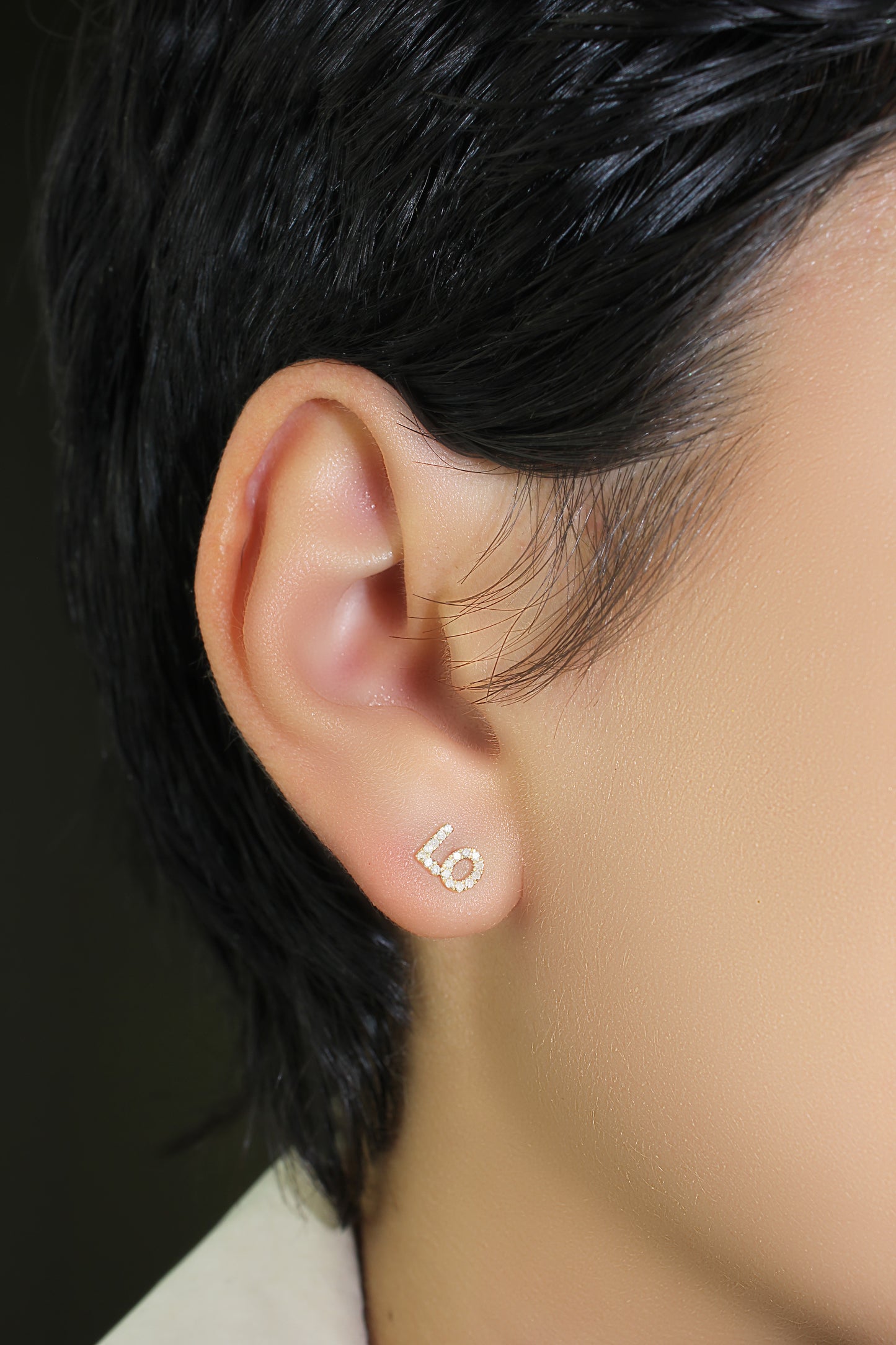 Belantina LOVE Earrings In 14K Gold With 34 Natural Diamonds, Post With Friction Back