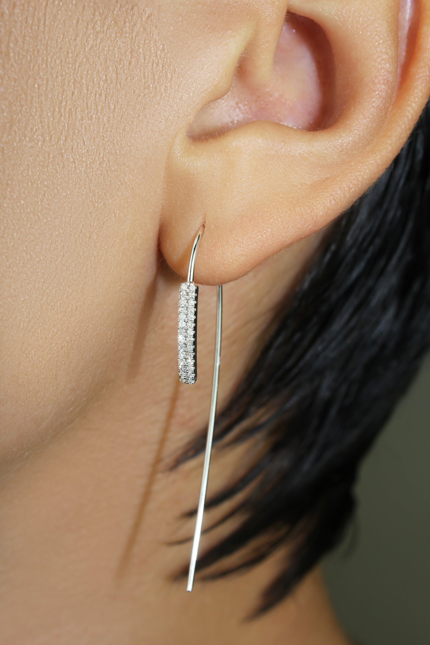 Belantina Diamond Linear Drop Earrings In 14K Gold