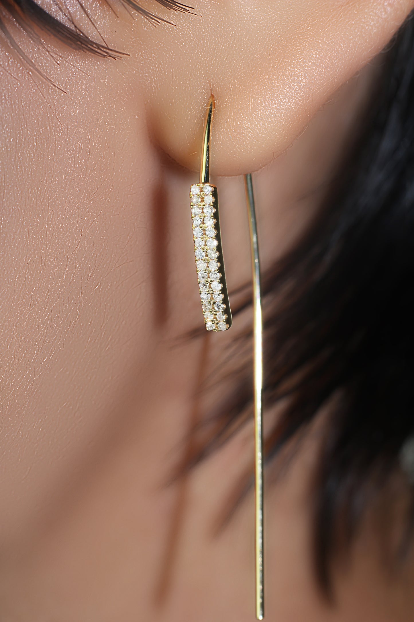 Belantina Diamond Linear Drop Earrings In 14K Gold