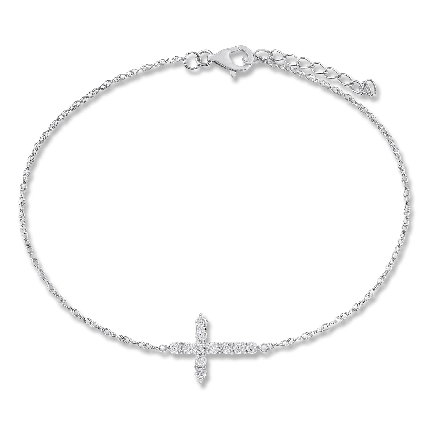 Belantina Diamond Sideways Cross Bracelet In 14k Gold
