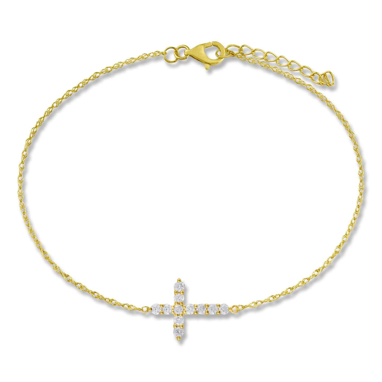 Belantina Diamond Sideways Cross Bracelet In 14k Gold