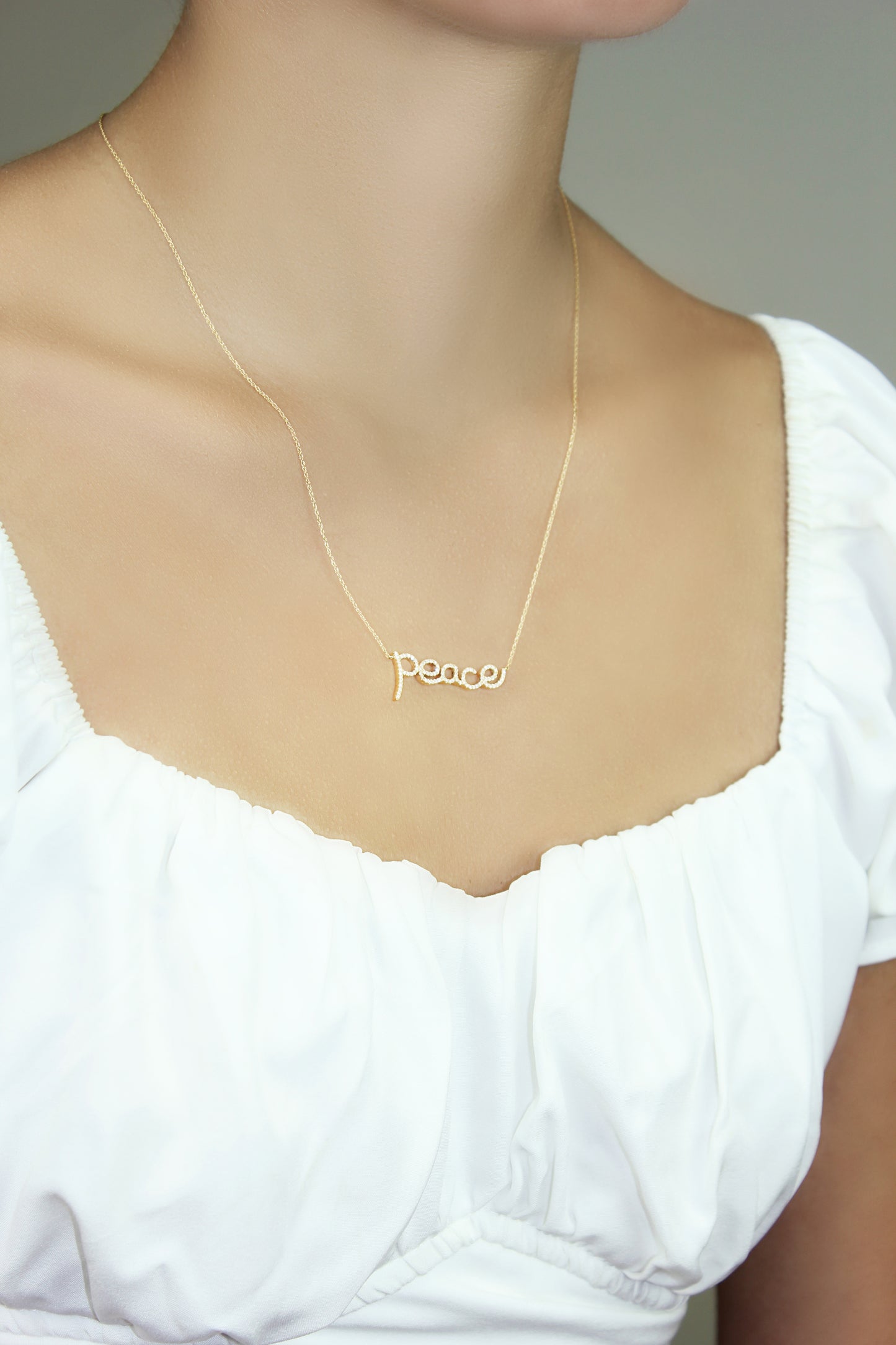 Belantina Diamond Peace Necklace in 14K Gold