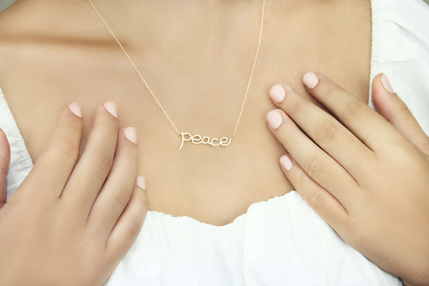 Belantina Diamond Peace Necklace in 14K Gold