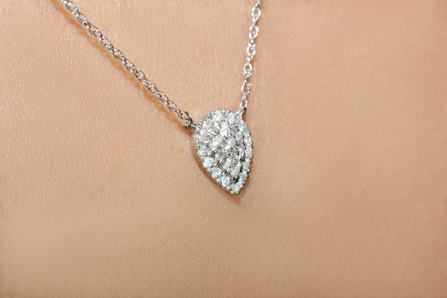 Belantina 1/8 Carat Diamond Teardrop Necklace in 14k White & Yellow Gold