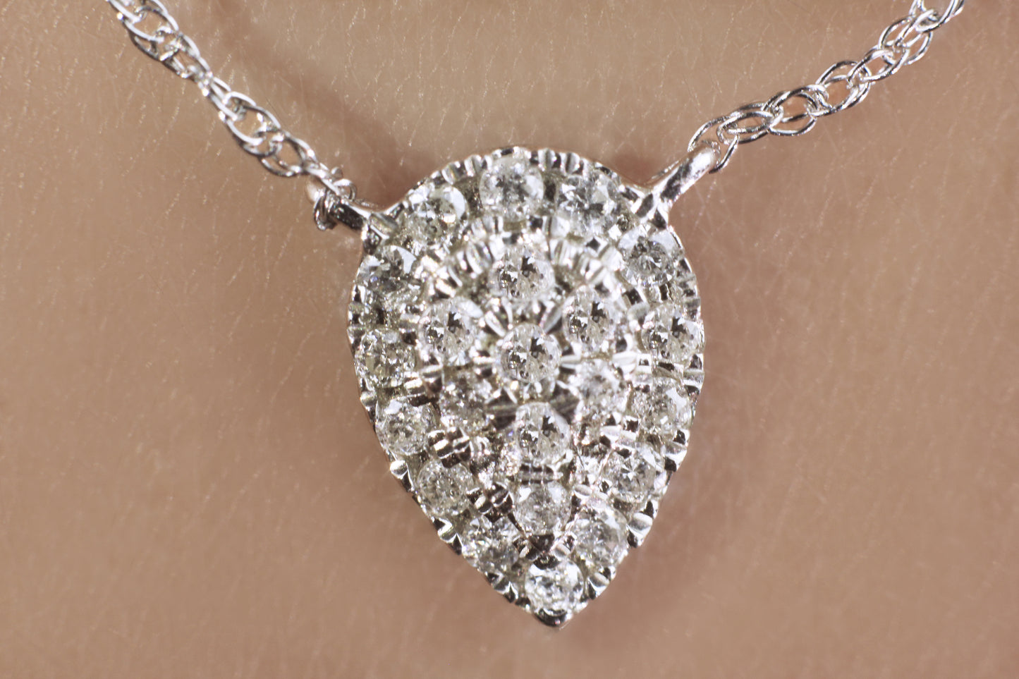 Belantina 1/8 Carat Diamond Teardrop Necklace in 14k White & Yellow Gold