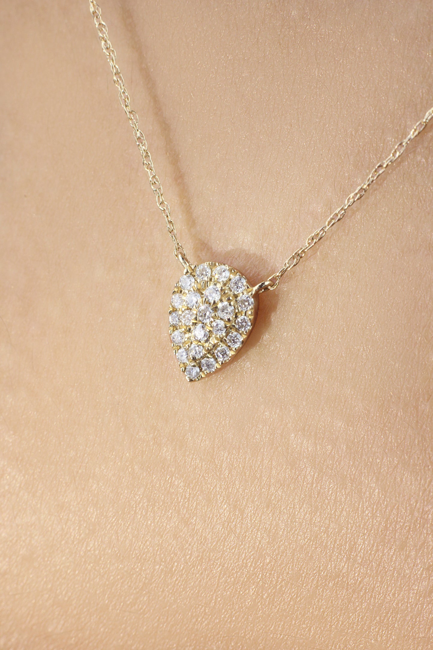 Belantina 1/8 Carat Diamond Teardrop Necklace in 14k White & Yellow Gold
