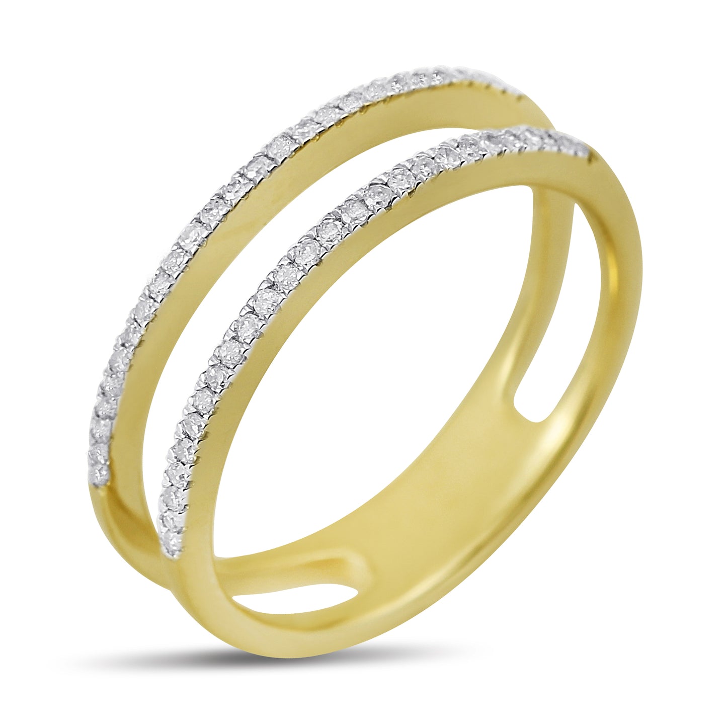 Belantina 1/6 Carat Diamond Double Row Band Ring for Women in 14k Gold