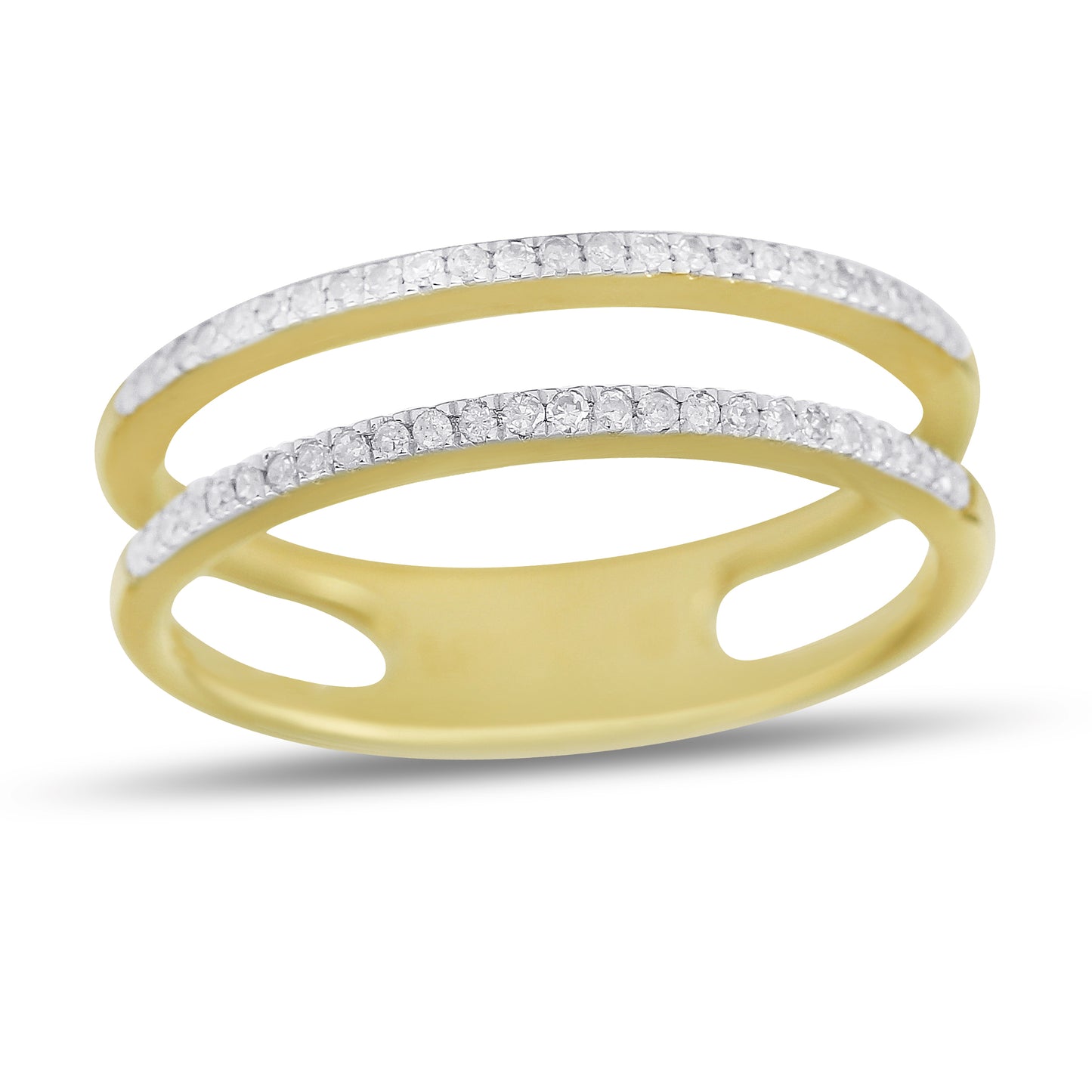 Belantina 1/6 Carat Diamond Double Row Band Ring for Women in 14k Gold