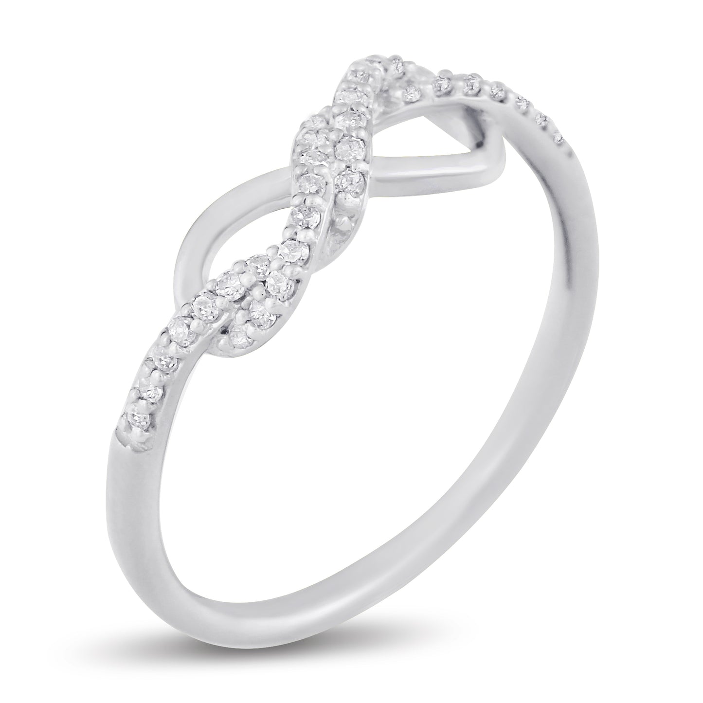 Belantina 1/8 Carat Natural Diamond Infinity Ring In 14k Gold