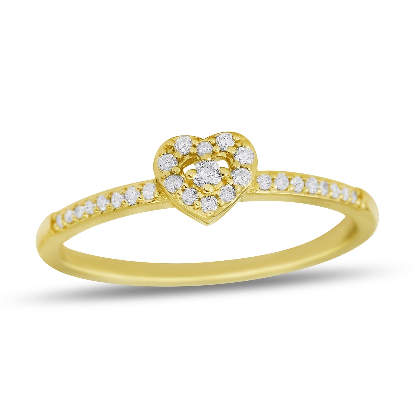 1/8 Carat Natural Diamond Halo Heart Ring for Women in 14k White and Yellow Gold By Belantina
